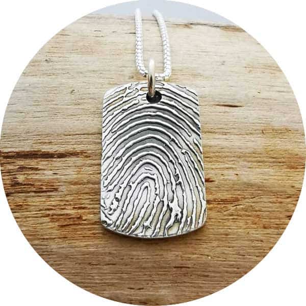 Empreinte digitale - Étiquette de chien - Argent